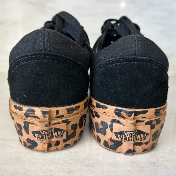 Vans Black and Leopard Print Platform Sneakers - Picture 4 of 8